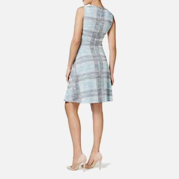 Tommy Hilfiger SEEN ON TV JANE THE VIRGIN Blue Tweed Fit&Flare Sleeveless Dress - Picture 4 of 16
